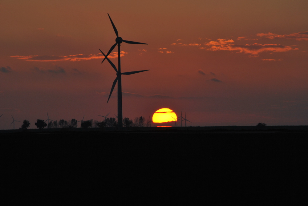 Sonnenuntergang im Windpark I