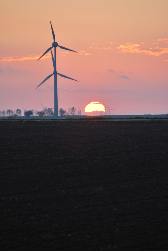 Sonnenuntergang im Windpark II