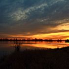 Sonnenuntergang im Winter an der Elbe