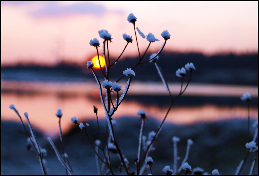 Sonnenuntergang im Winter .