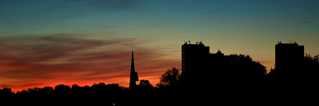 Sonnenuntergang in Böfingen (panorama)