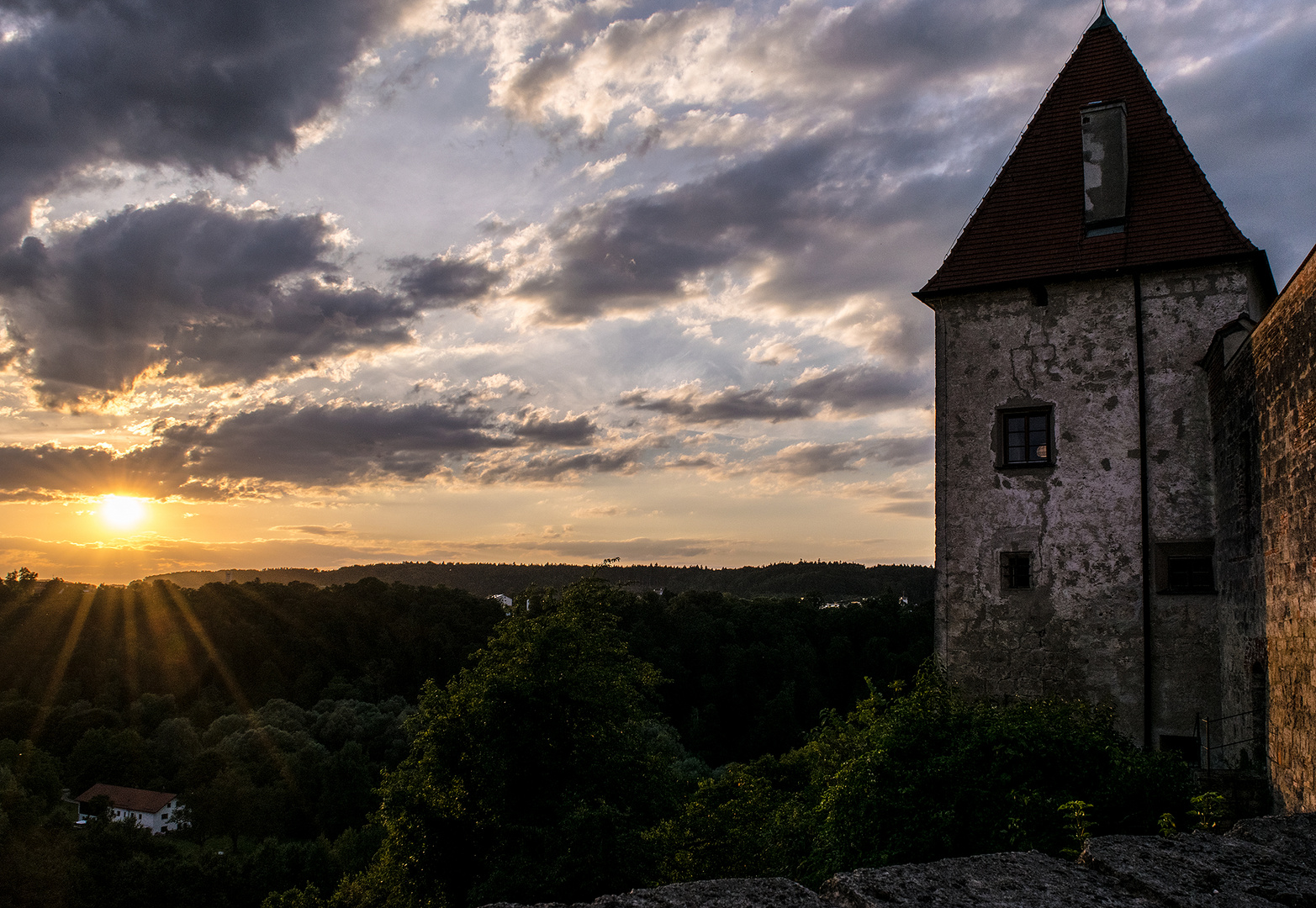 Sonnenuntergang in Burghausen