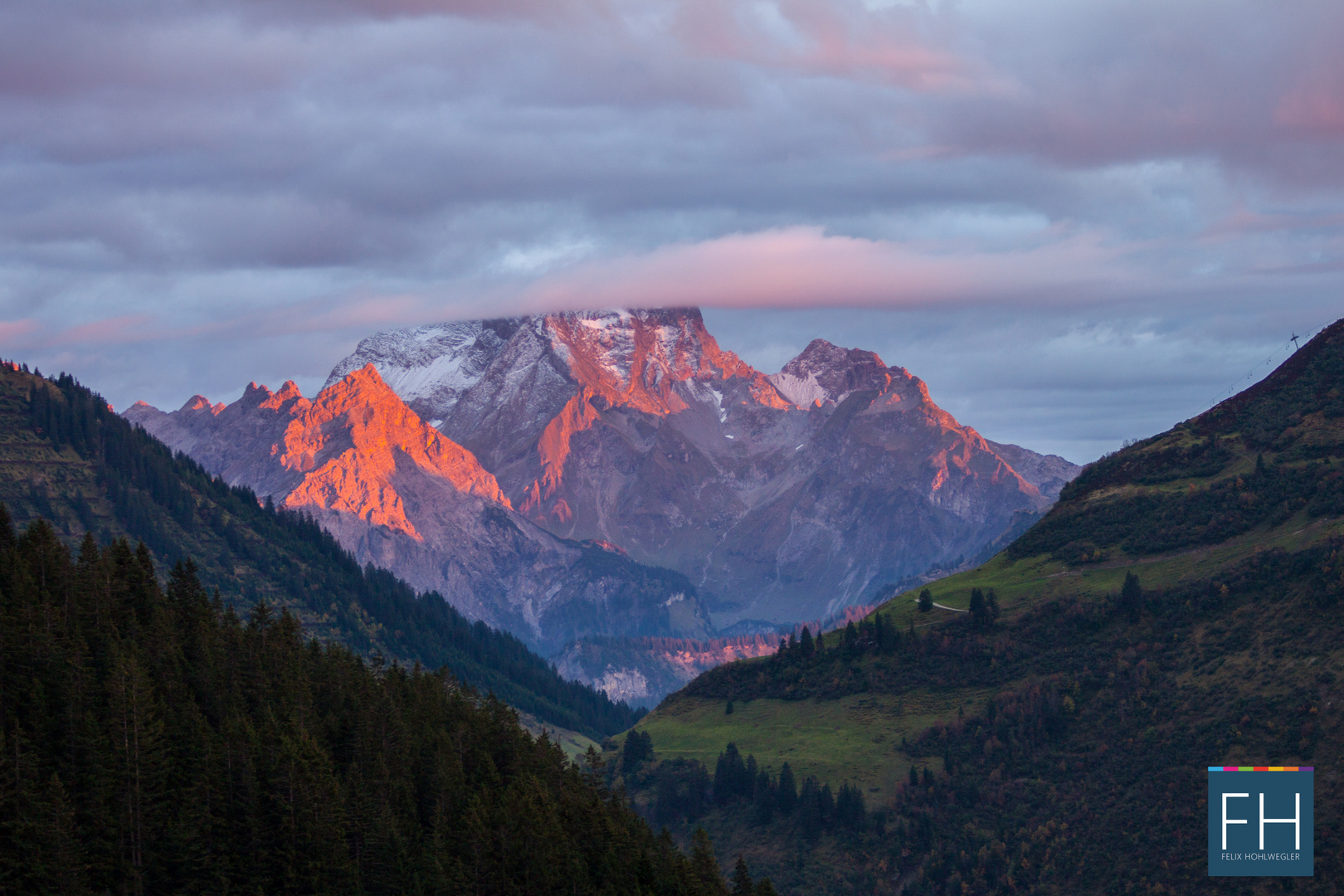 Sonnenuntergang in Damüls