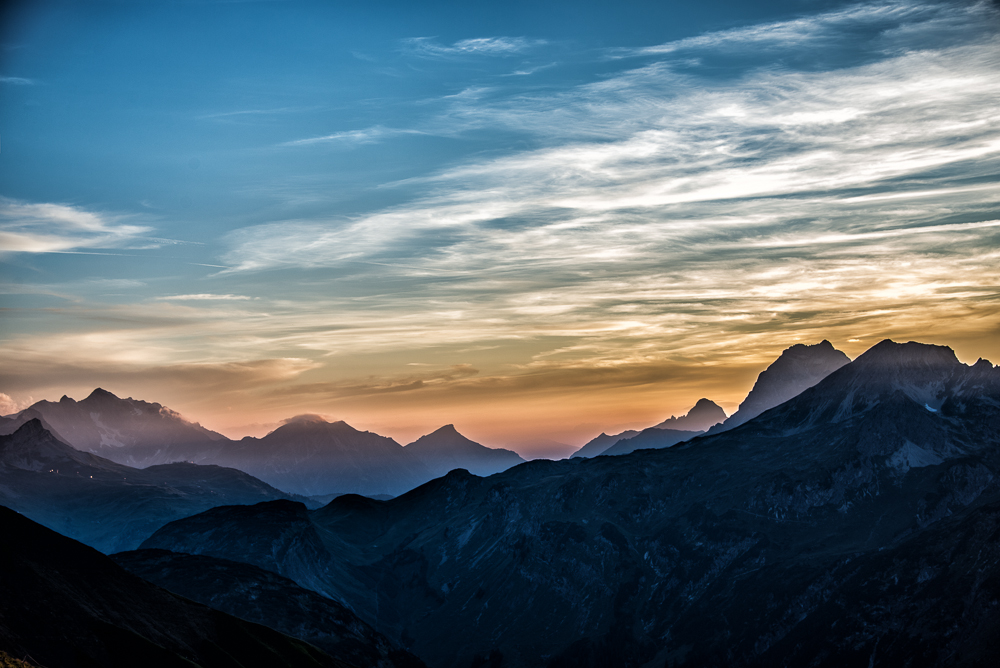 Sonnenuntergang in den Alpen