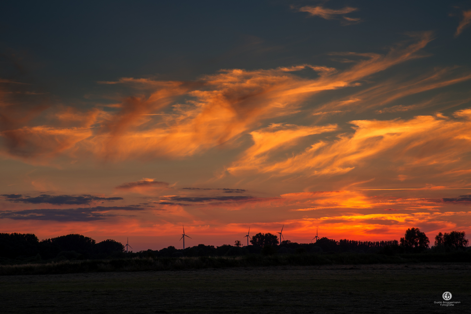 Sonnenuntergang in den Rieselfeldern Münsters