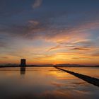 Sonnenuntergang in den Salinen von Trapani