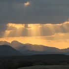 Sonnenuntergang in der Arabischen Wüste.