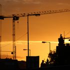 Sonnenuntergang in der "Baustellenmetropole Berlin"