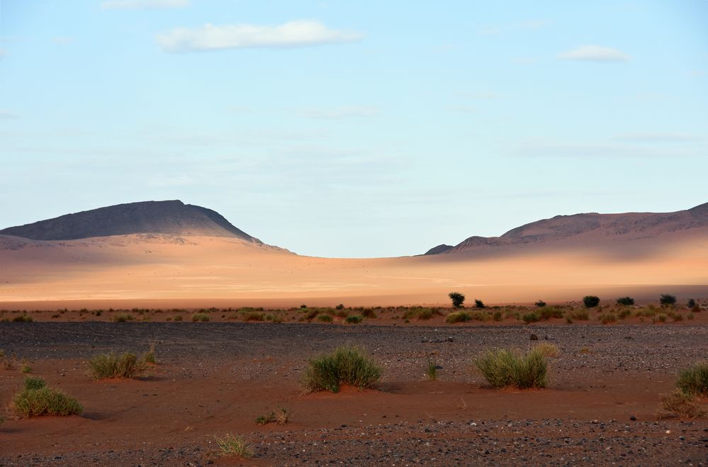 Sonnenuntergang in der Hammada bei Tafraout Hassi Fougani