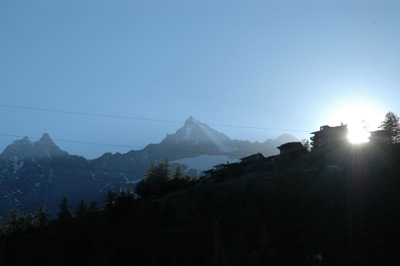 Sonnenuntergang in der Mischabelgruppe im Saastal