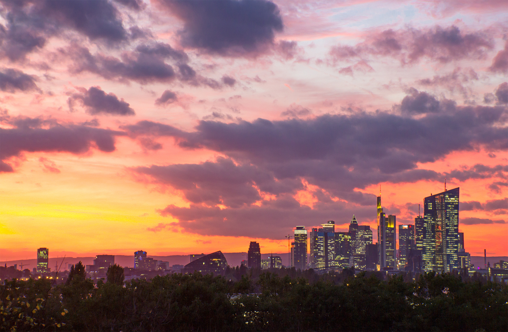 Sonnenuntergang in Frankfurt am Main am 12.10.2017