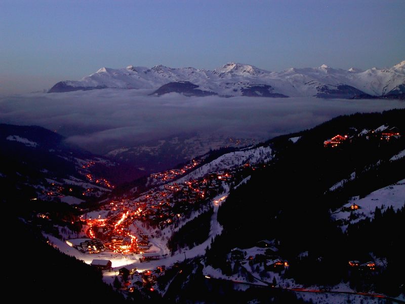 Sonnenuntergang in Frankreich Meribel Januar 2003