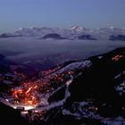 Sonnenuntergang in Frankreich Meribel Januar 2003