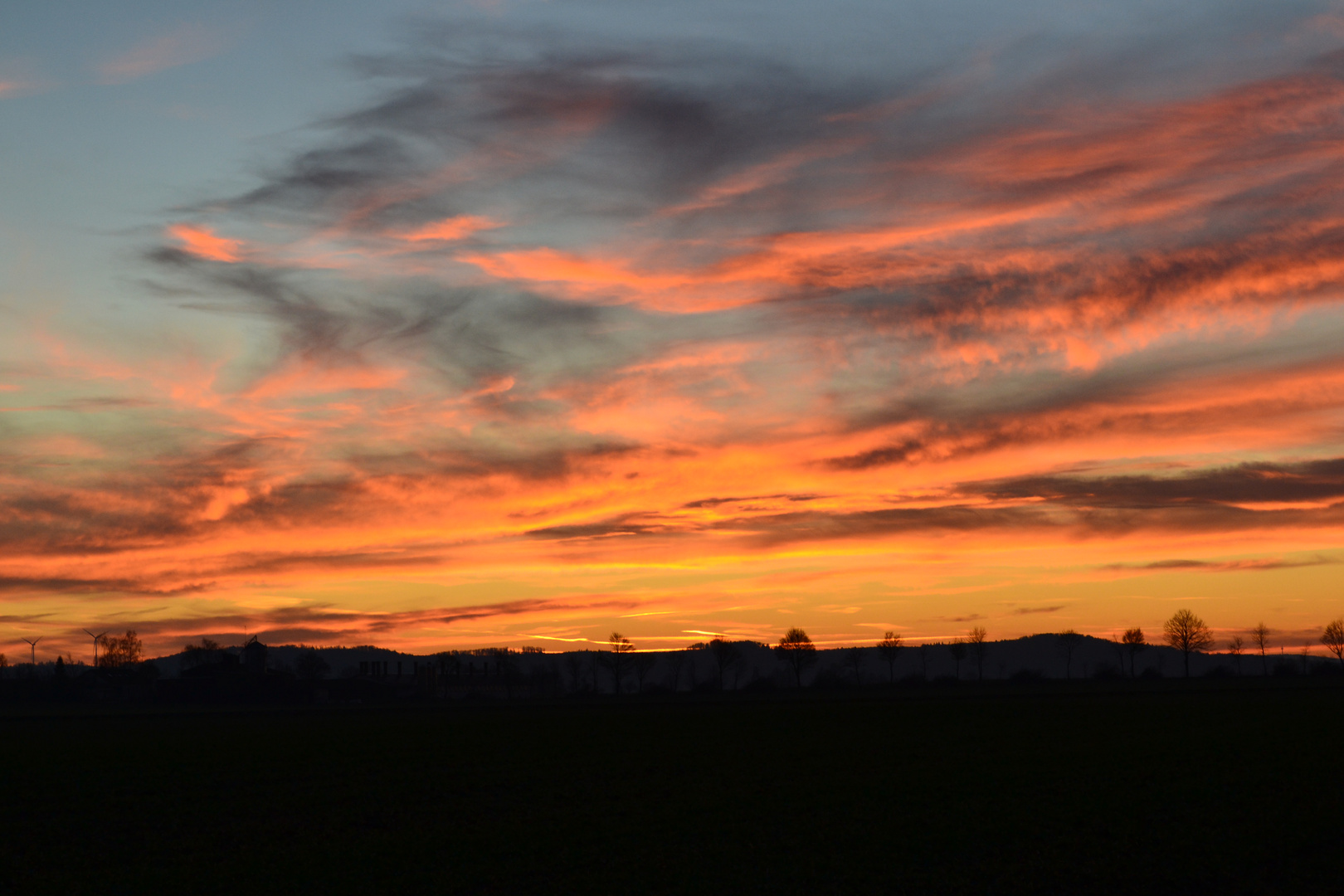 Sonnenuntergang in Hohenlohe - 1 Weihnachtsfeiertag 2017