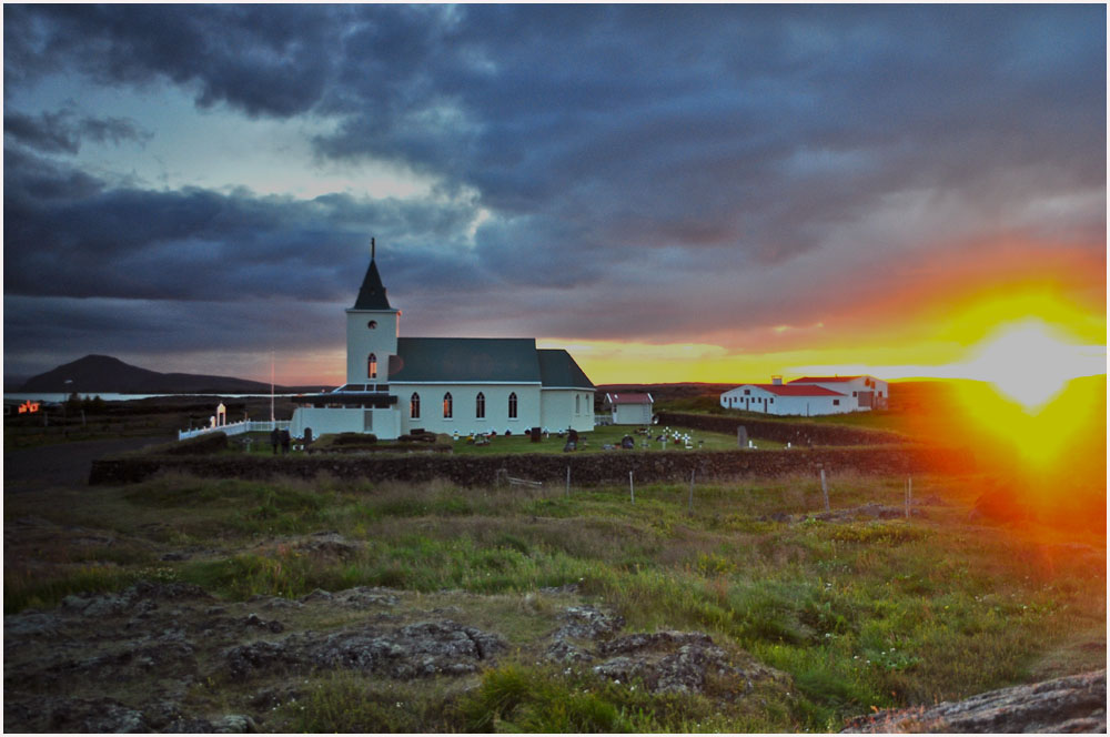 Sonnenuntergang in Island nahe Myvatn