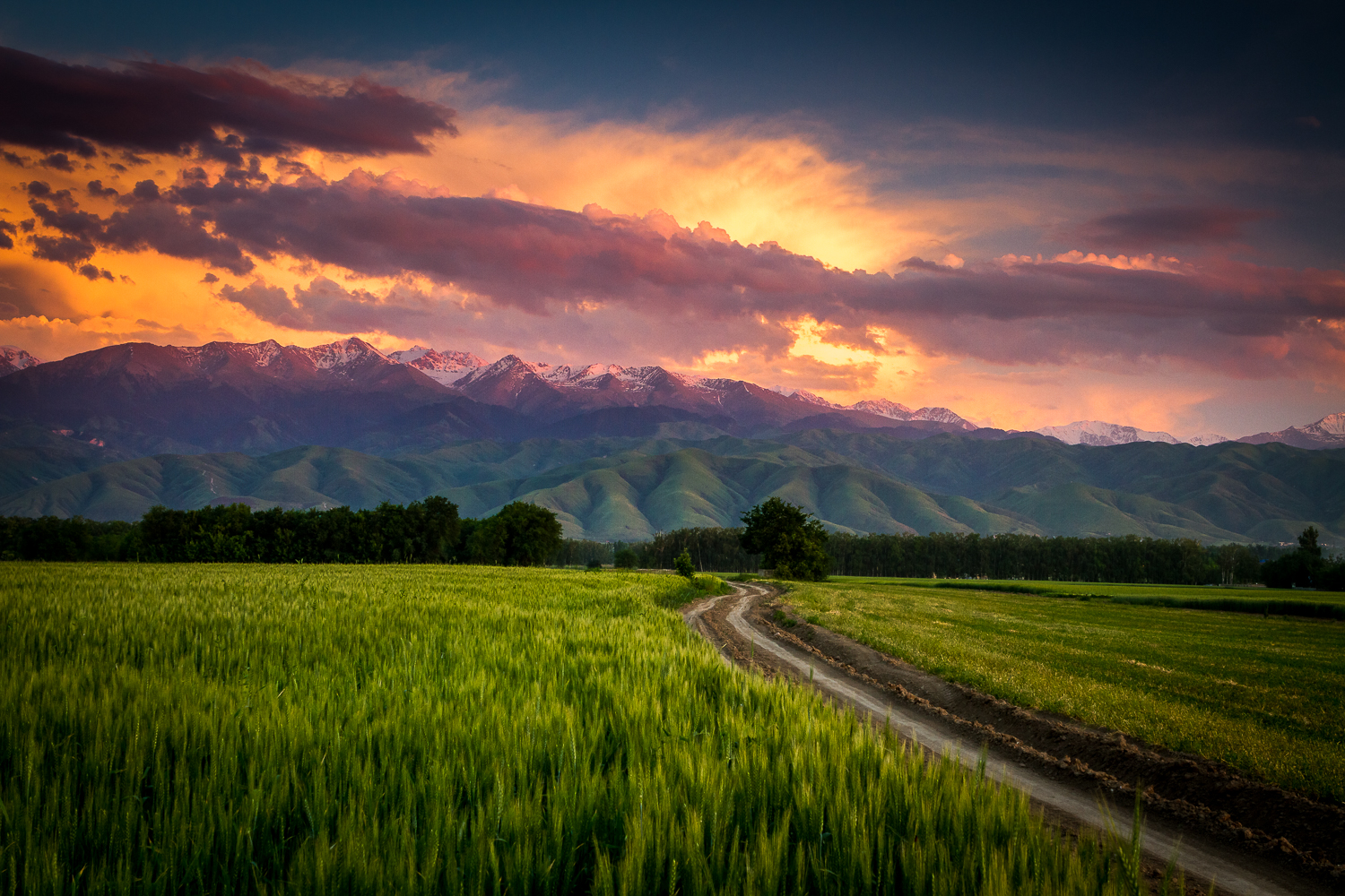 Sonnenuntergang in Kasachstan