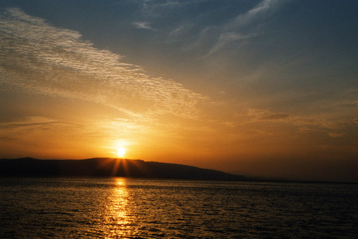 Sonnenuntergang in Kroatien während des Angelns