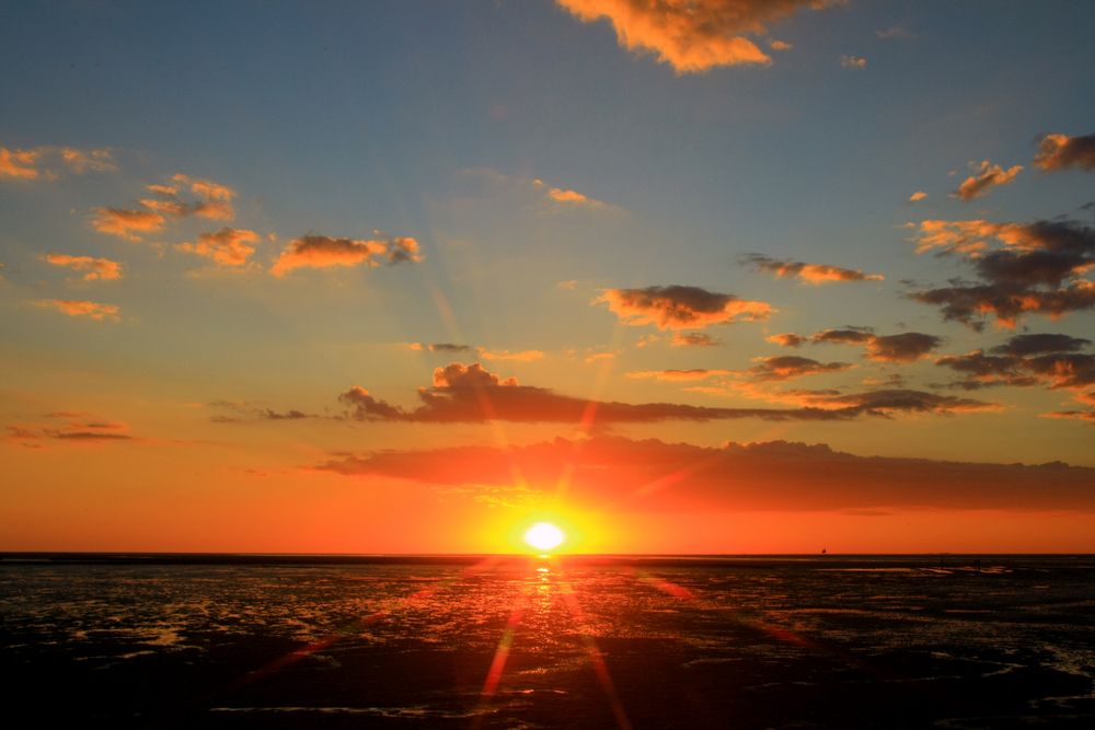 Sonnenuntergang in Lüttmoorsiel