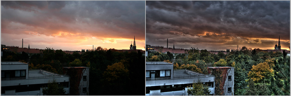 Sonnenuntergang in München: Original vs. HDRI