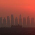 Sonnenuntergang in New York City mit Manhattan Skyline