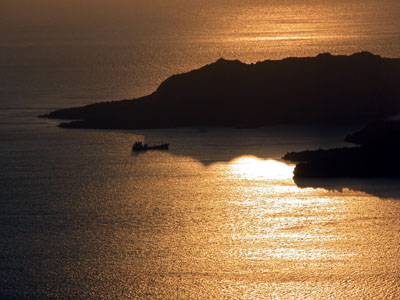 Sonnenuntergang in Oia, Santorini, August 2004