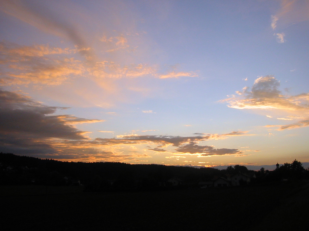 Sonnenuntergang in Pfettrach bei Altdorf
