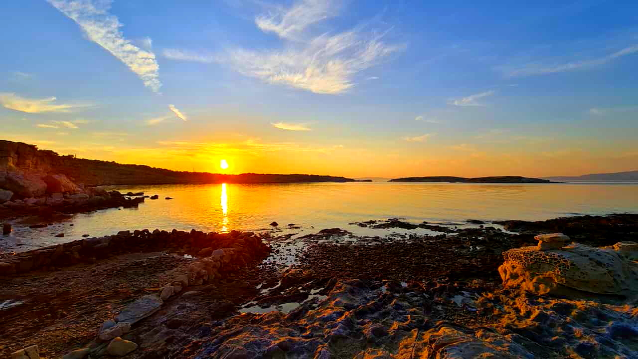 Sonnenuntergang in Plaza Ciganka, Rab