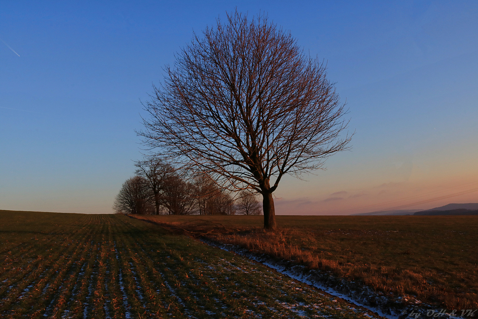 Sonnenuntergang in Rammenau, Sachsen