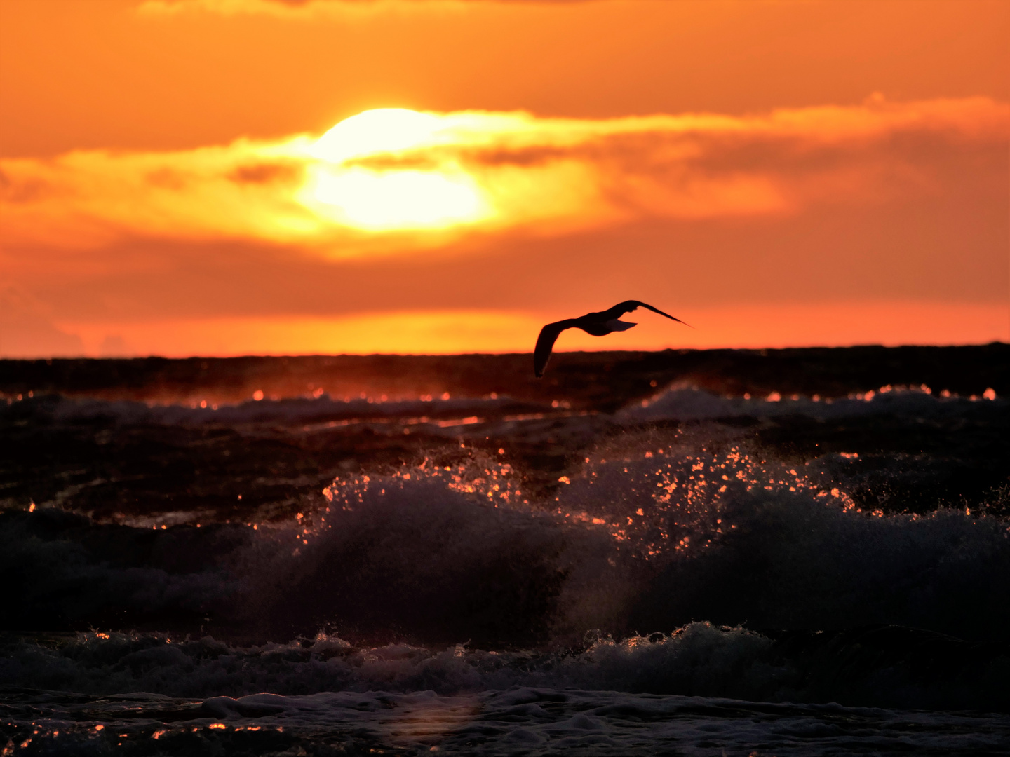 Sonnenuntergang in Rewal (Polnische Ostsee)