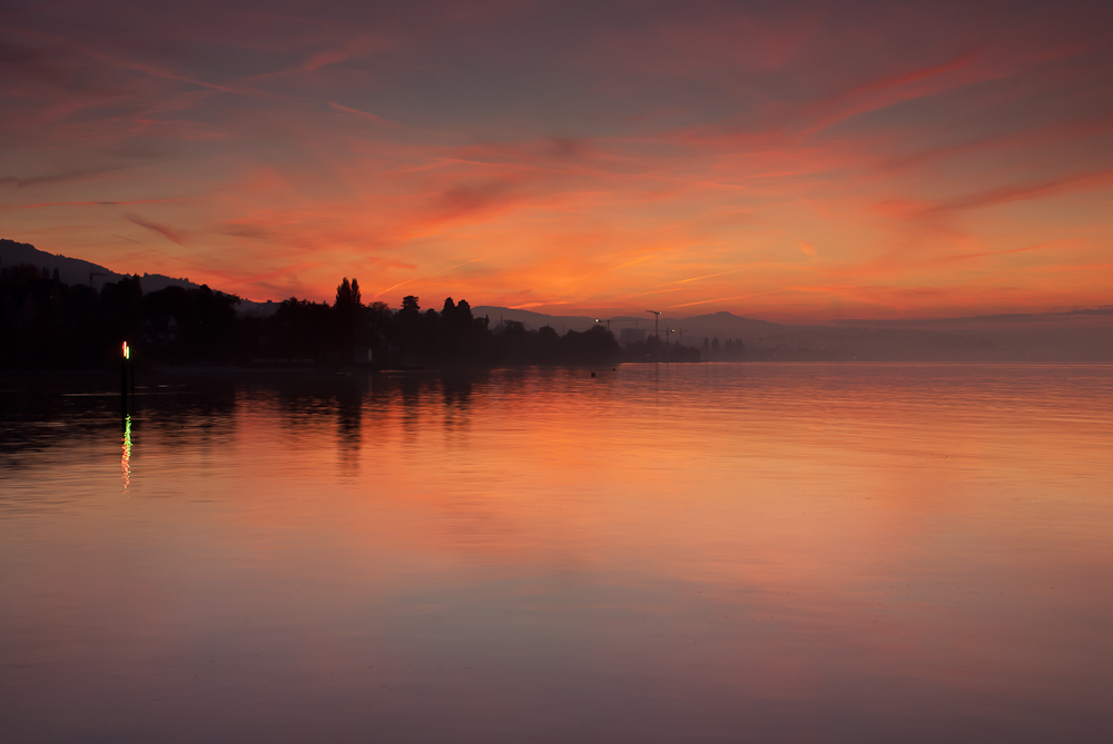 Sonnenuntergang in Staad Bodensee (Kanton St. Gallen, Schweiz)