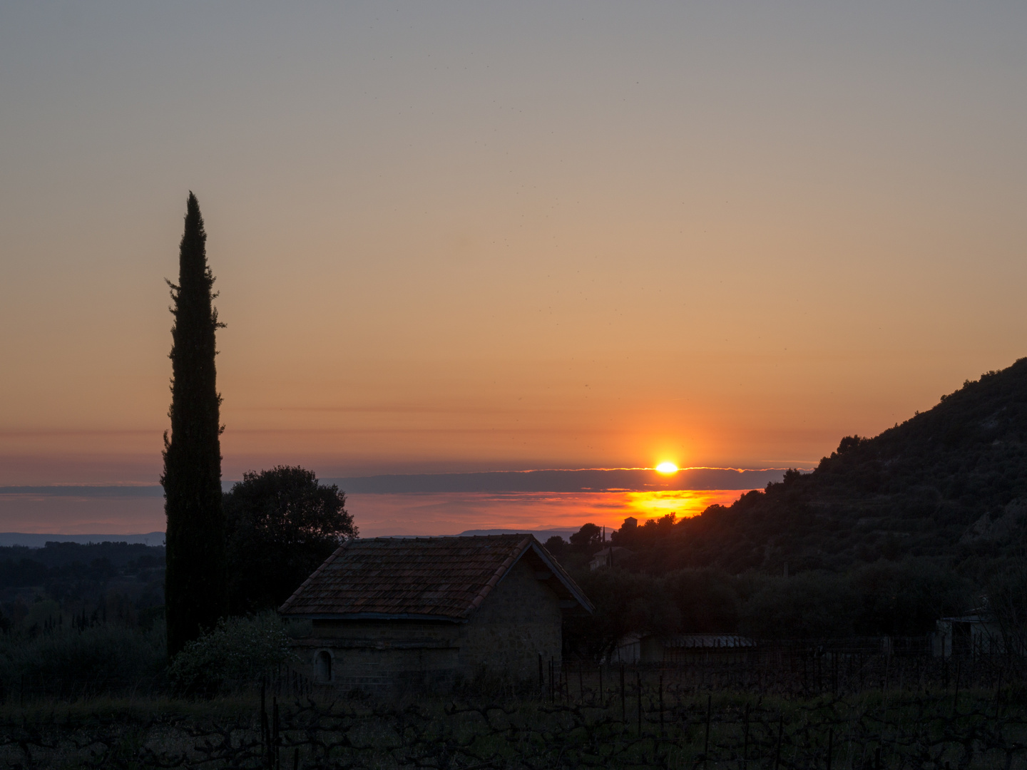 Sonnenuntergang in Südfrankreich