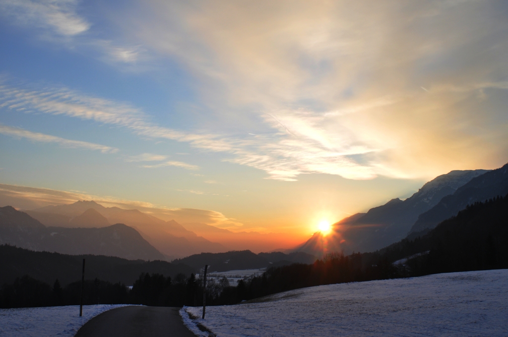 Sonnenuntergang in Tirol