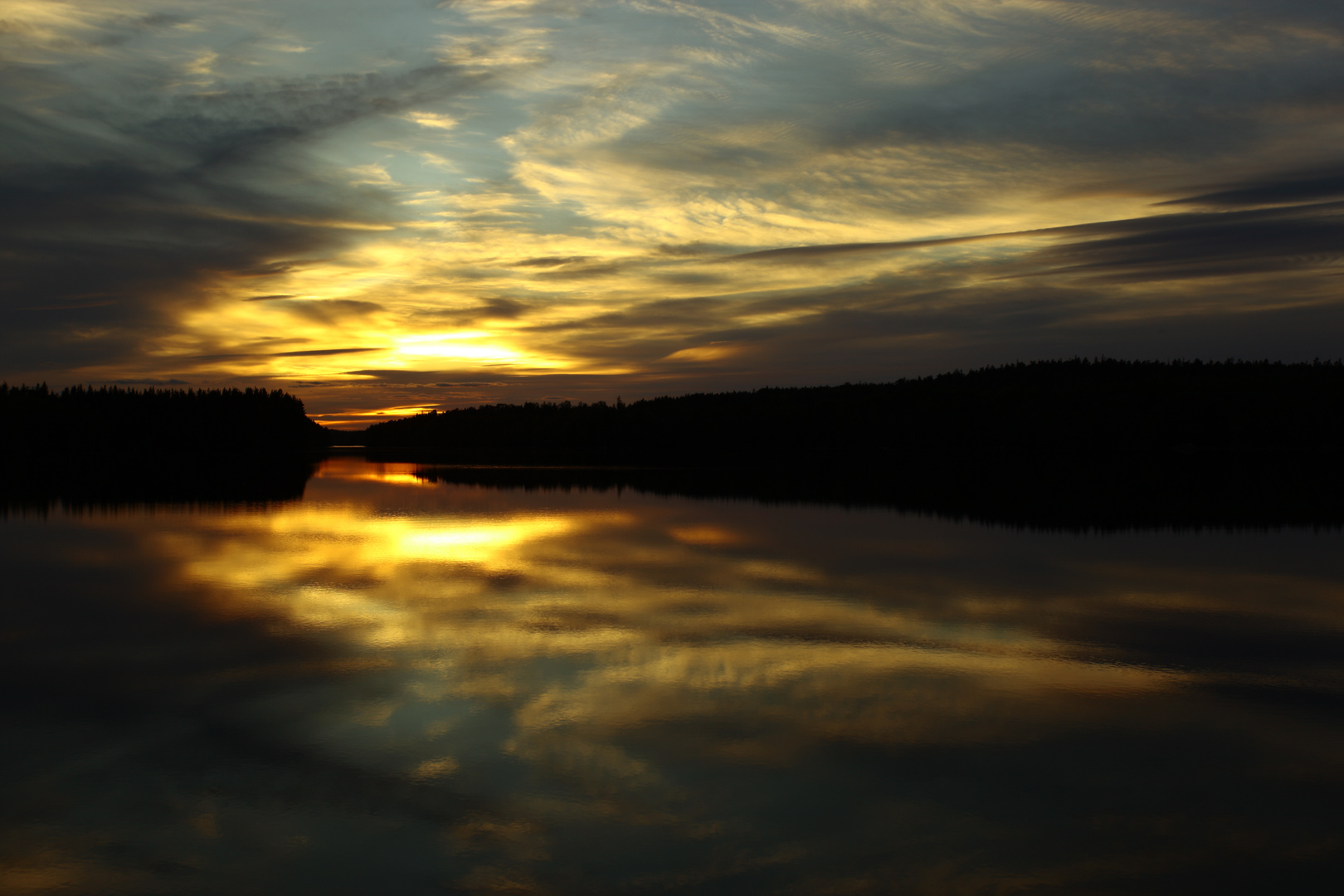 Sonnenuntergang in Vallvik (Schweden)