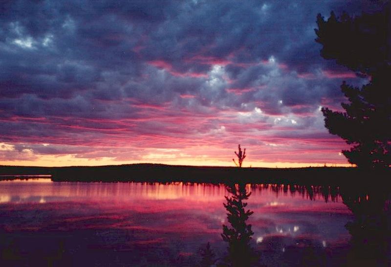 Sonnenuntergang in Ylläs, Finnland