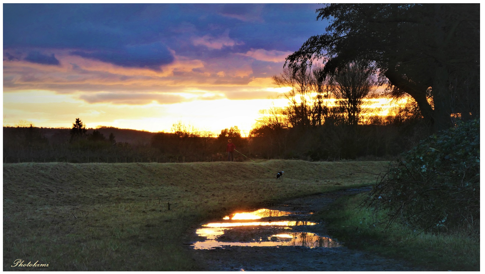 Sonnenuntergang jenseits des Deichs 