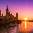 Sonnenuntergang Kathedrale von Zaragoza Pilar de Zaragoza