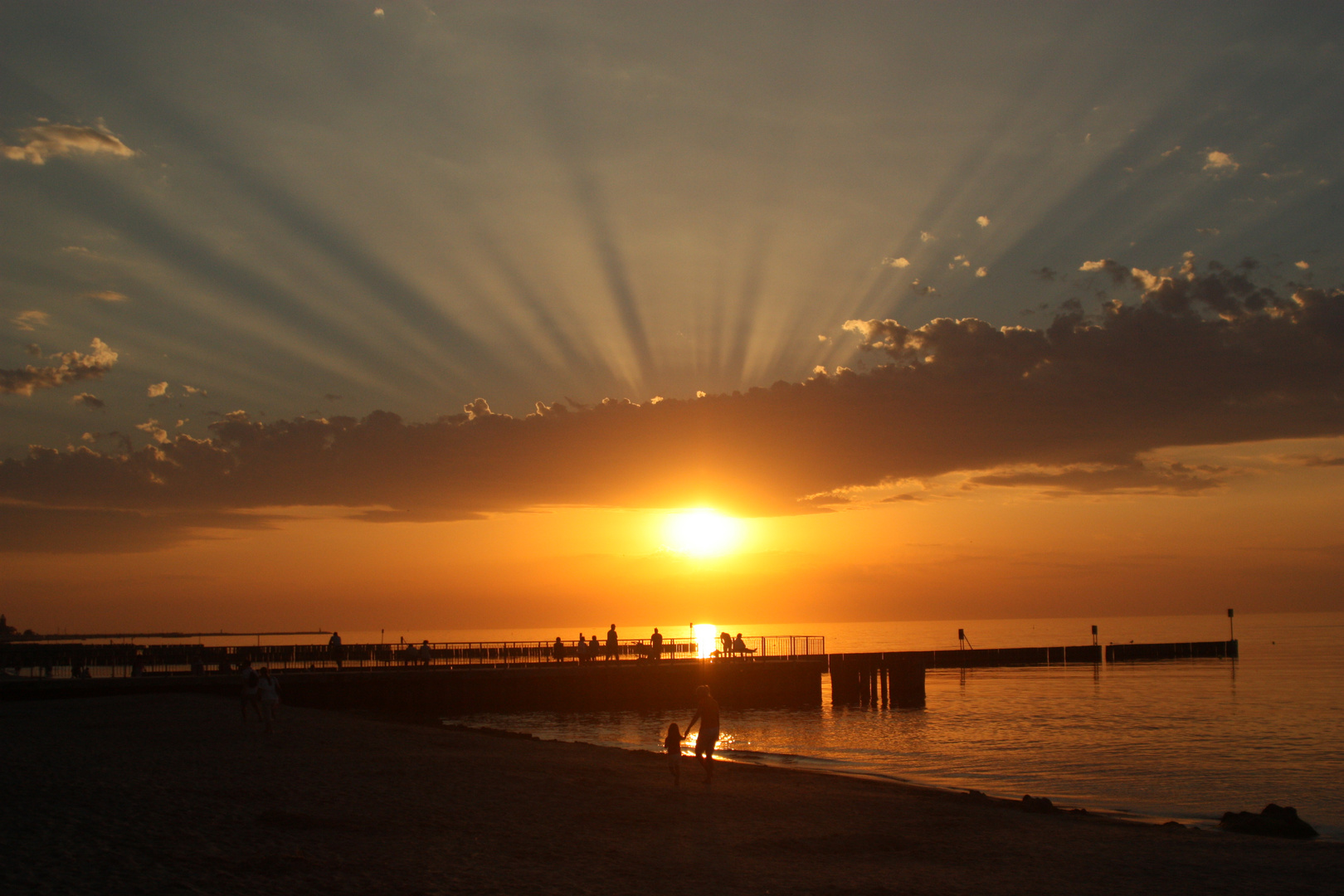 Sonnenuntergang, Kolobrzeg, Polen