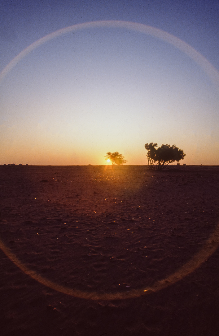 Sonnenuntergang Kuwait Wueste 1983