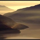 Sonnenuntergang Lago Maggiore von Monte Brè gesehen, TI, Schweiz