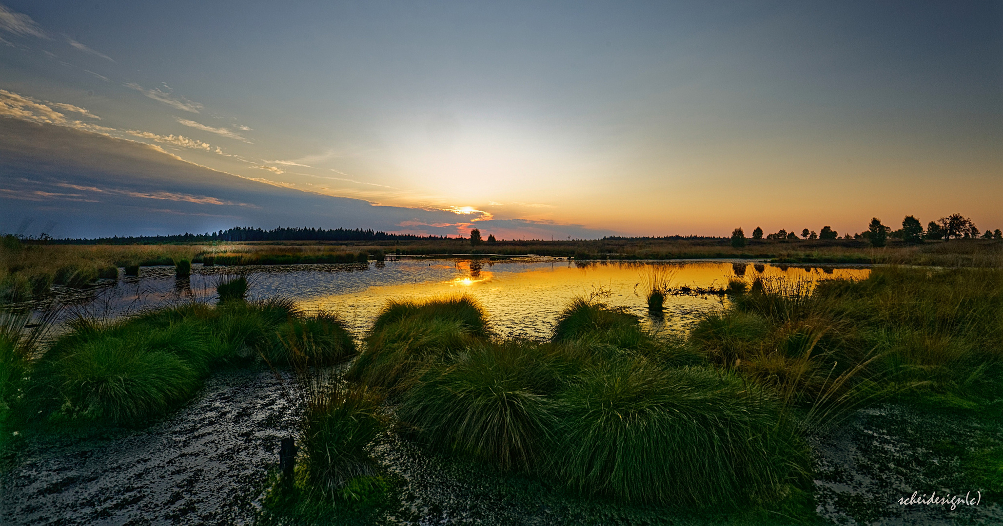 Sonnenuntergang, Landschaft im Hohen Venn III