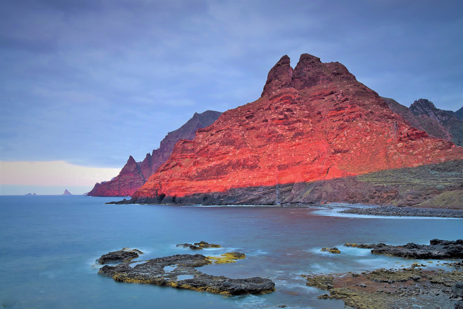 Sonnenuntergang, Los dos hermanos, Punta del Hidalgo, Tenerife