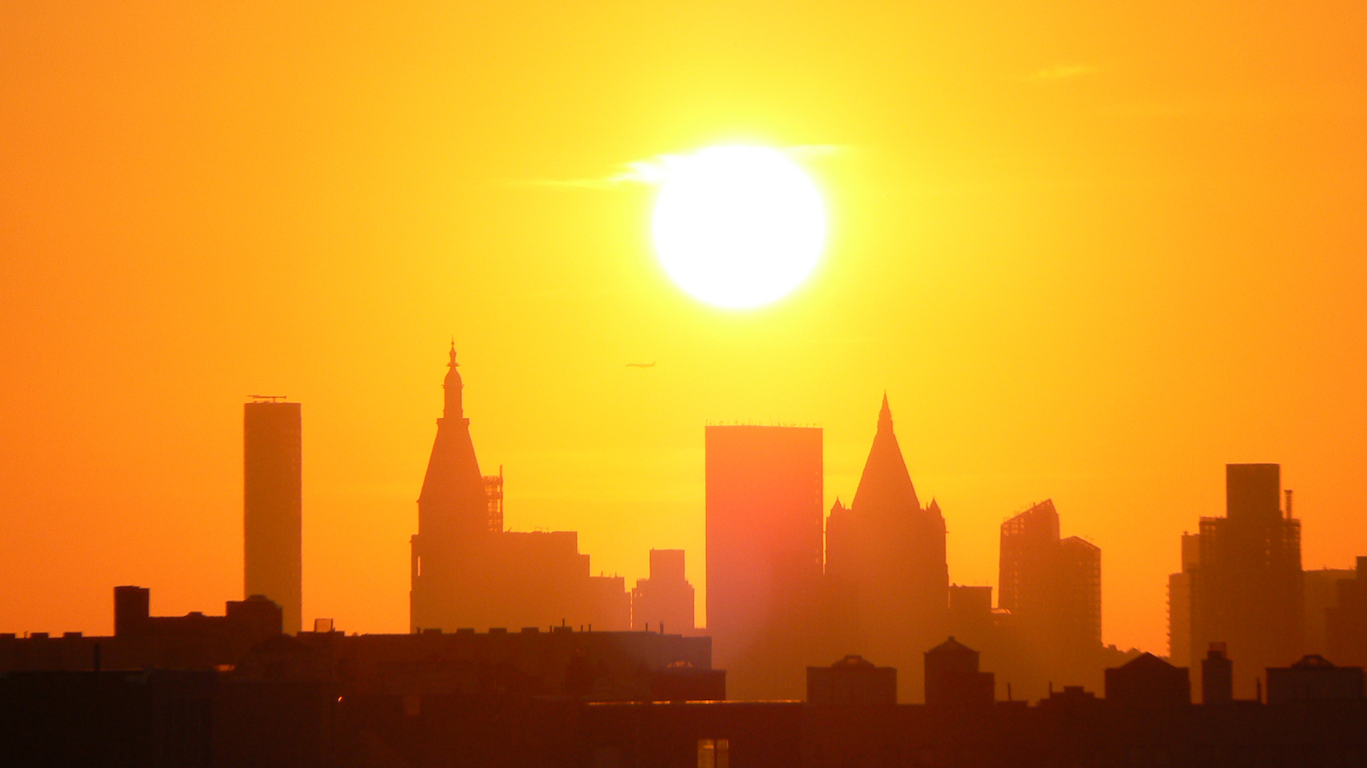 Sonnenuntergang Manhattan aus Richtung Queens
