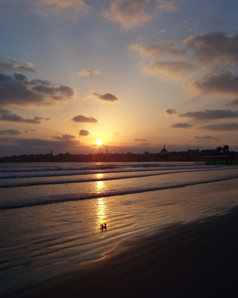 Sonnenuntergang mit Blick auf Akko