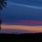 Sonnenuntergang mit Blick auf die Alpen