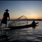 Sonnenuntergang mit den Fischern am Inle See, Myanmar/Burma 2012