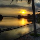 Sonnenuntergang mit Fischer in Hoi An, Vietnam