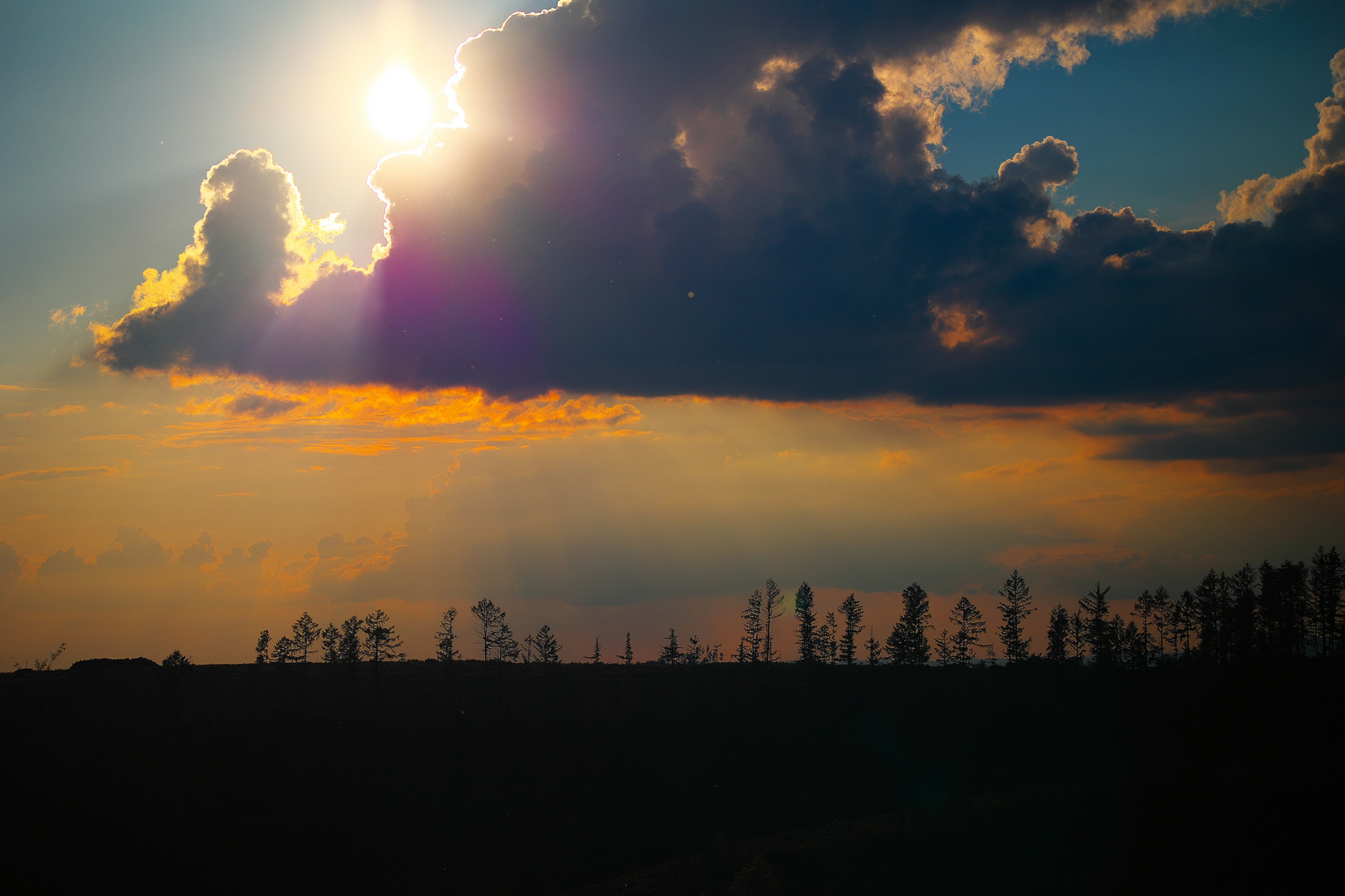 Sonnenuntergang mit Gewitterwolken  !