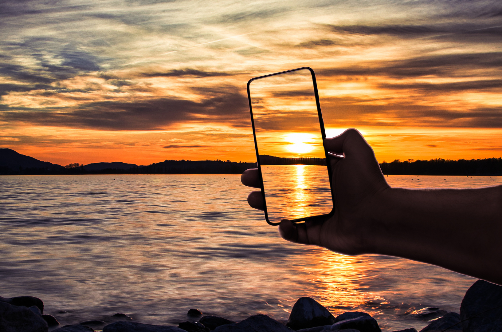 Sonnenuntergang mit Handy