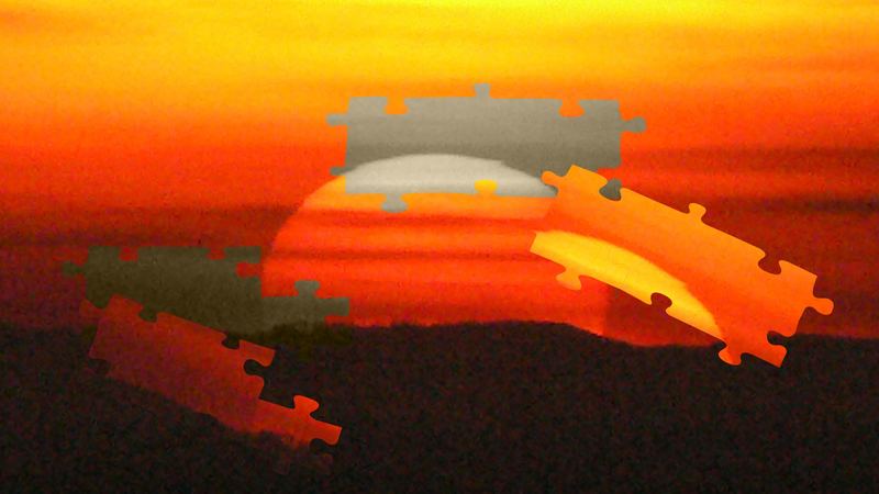 Sonnenuntergang mit Puzzle Effekt