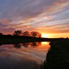 Sonnenuntergang mit Spiegel im Teich